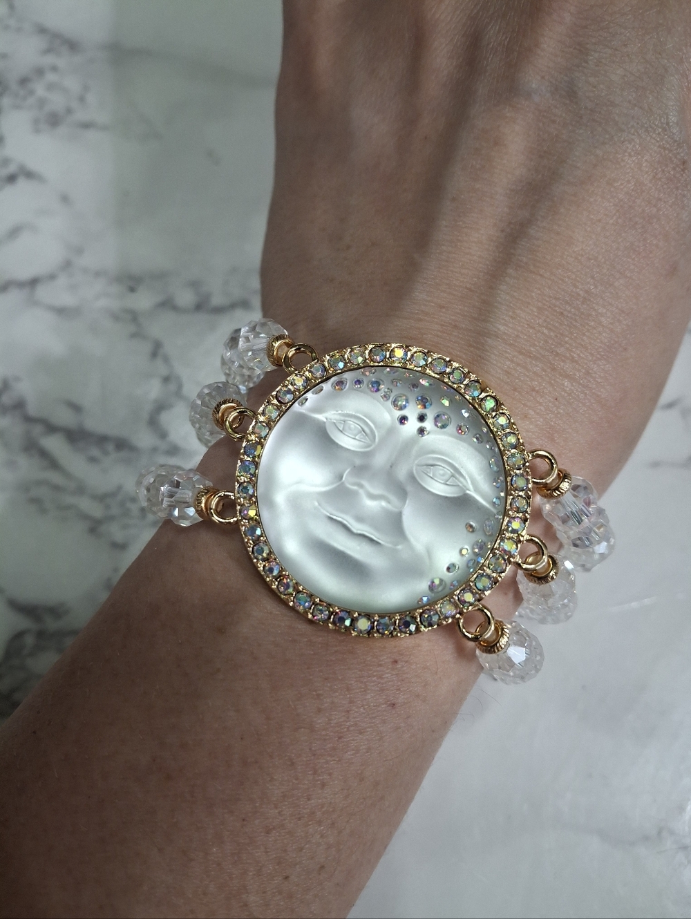 Kirks Folly Moon Face Crystal Bracelet